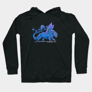 Fierce Blue Oriental Lion Dragon Hoodie